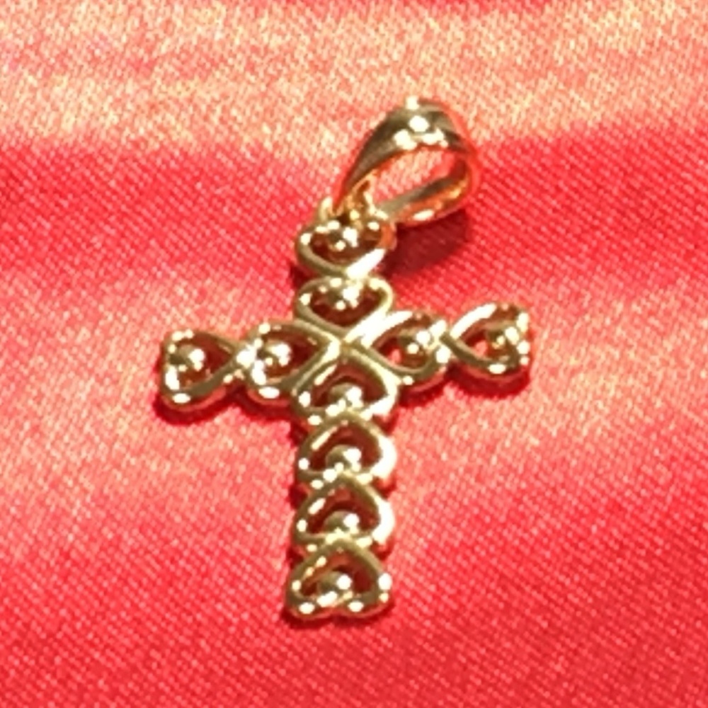 14k Gold Plated 925 Sterling Silver Cross Pendant